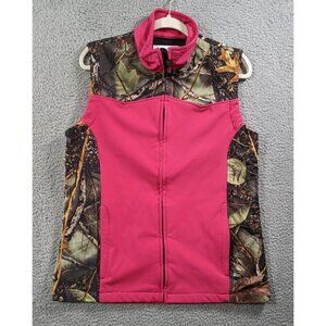 Burly Girl Soft WFS Softshell Vest Jacket Womens Large L Pink Camo Full Zip